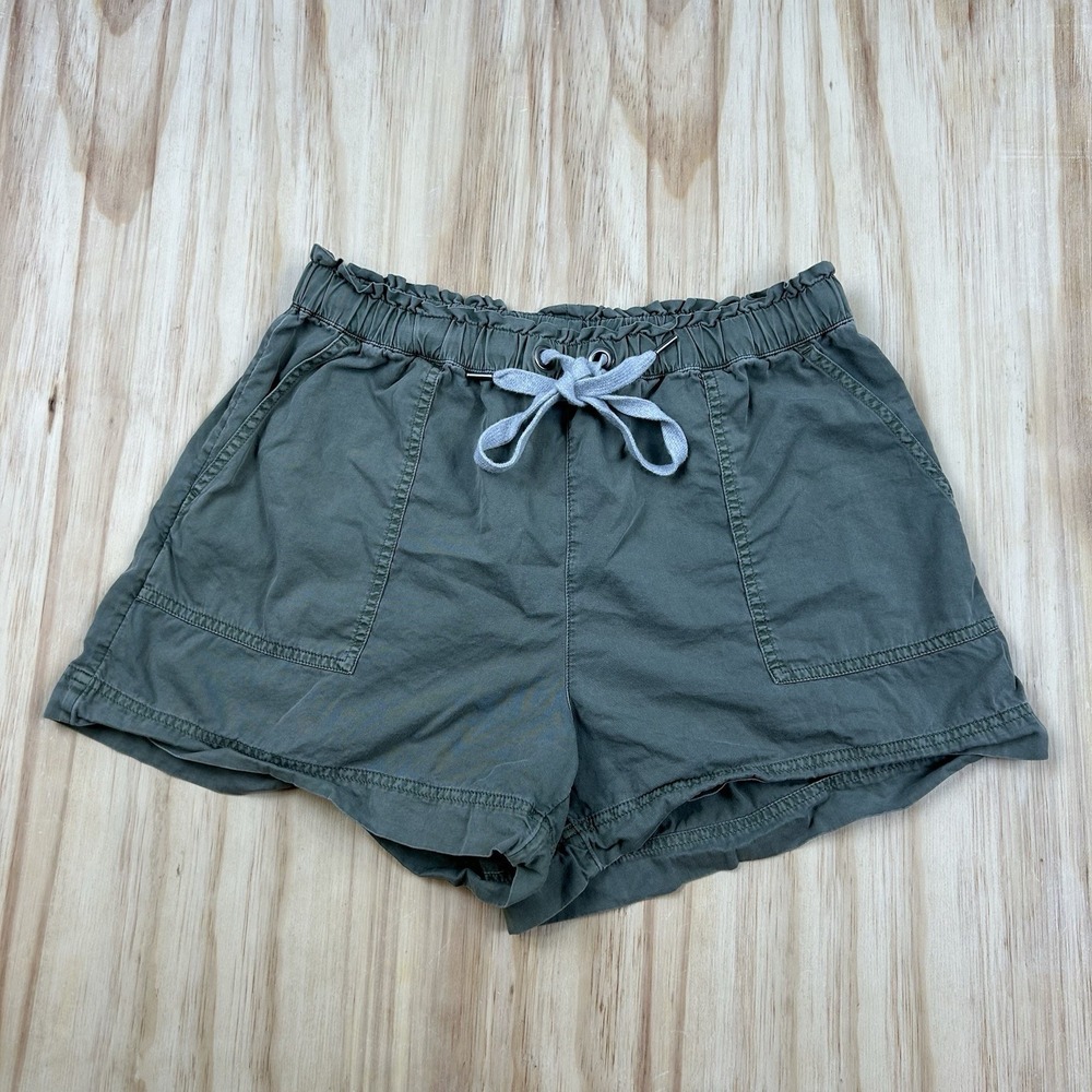 Aerie Olive Green OG Paper Bag Drawstring Twill Shorts Size Large‎
